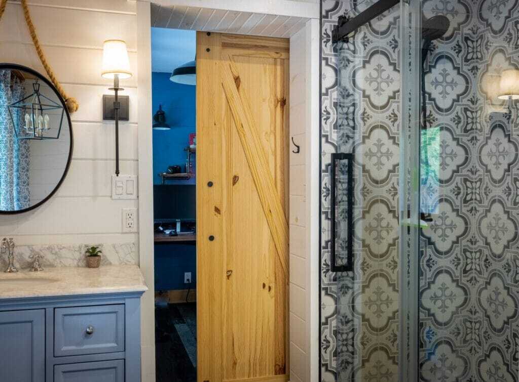 bathroom sliding door renovation