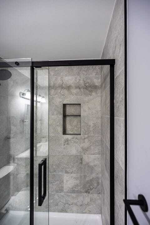 acrylic base tiled walls Schluter tiled niche