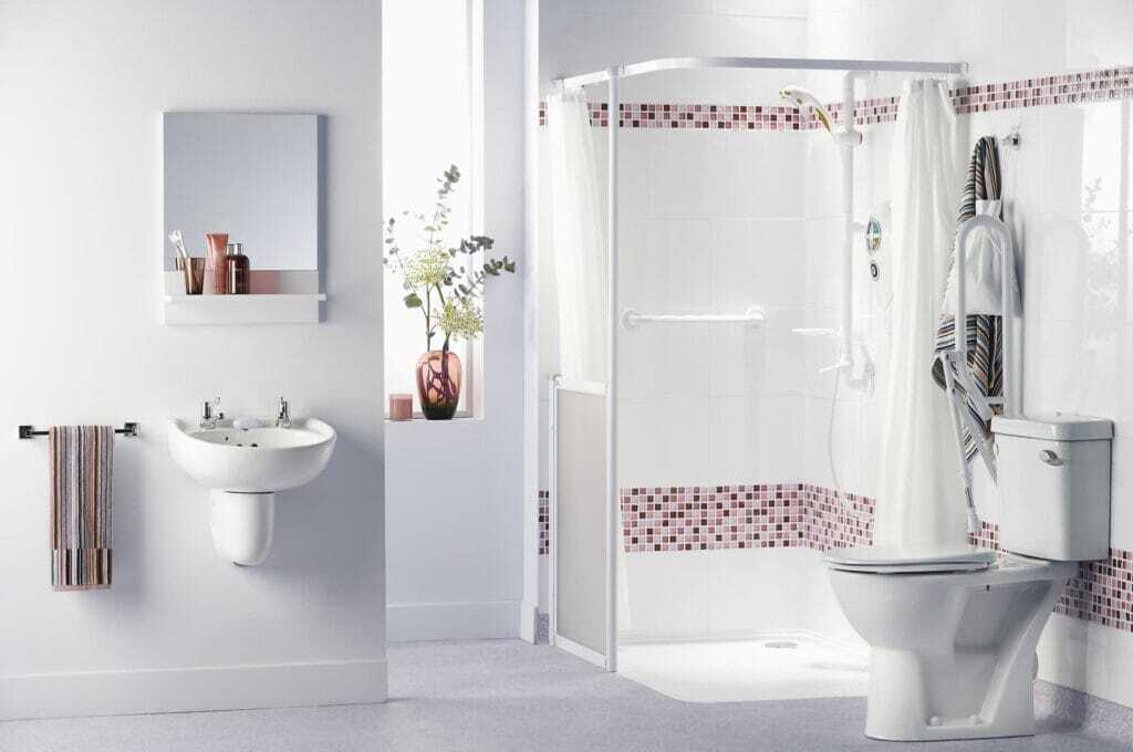 customized bathroom renovation design with mosaic tiled shower wall