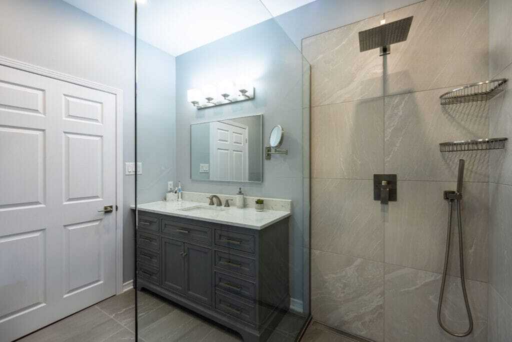 Accessible shower space and wayfair vanity