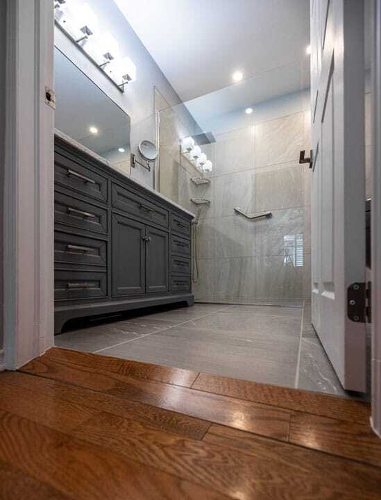 Walk-in shower transition