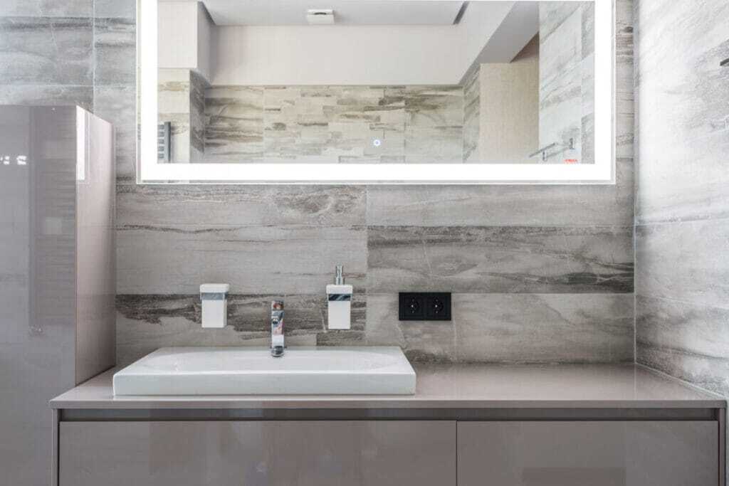 wooden vanity and countertop