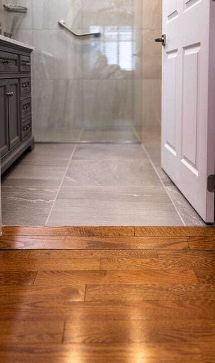 Tile flooring bathroom renovation