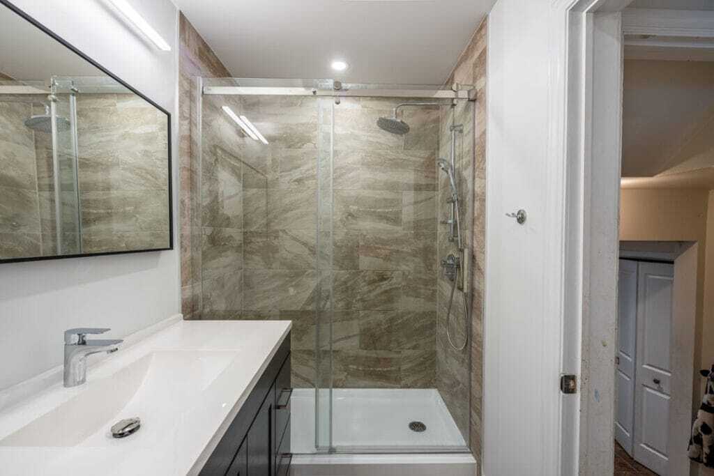 bathroom renovation with adjustable shower heads