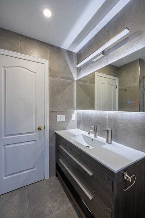LED mirror brown modern vanity