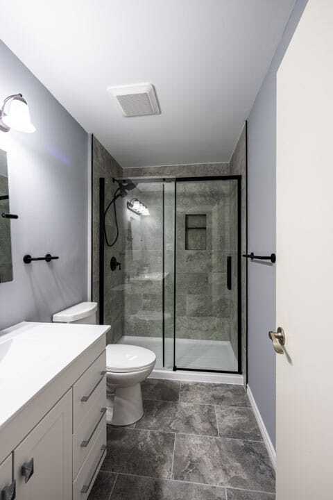 tub to shower conversion with tiled floor