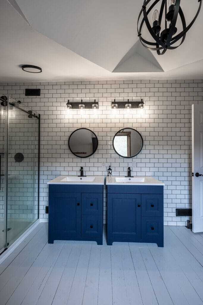 bathroom renovation with Subway tiles