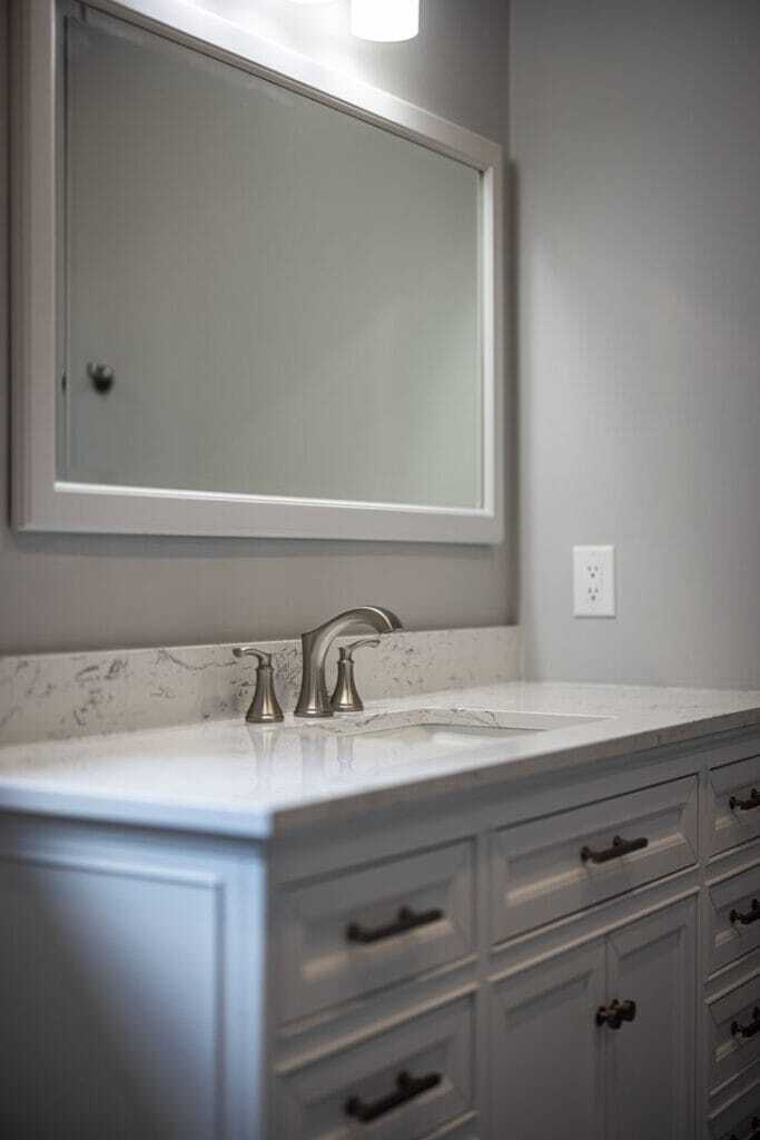 vanity with focuse on the faucet