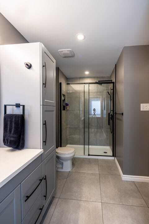 tub to shower conversion with large tiles