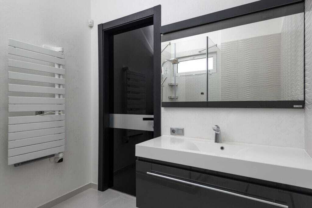 towel warmer installed in bathroom renovation