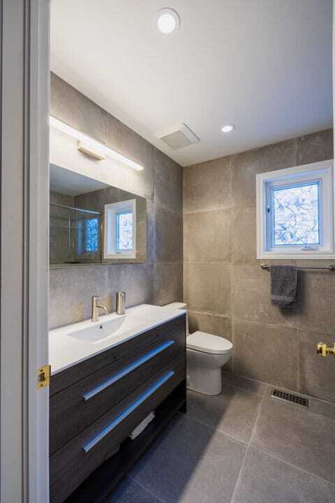 brown vanity custom tile work